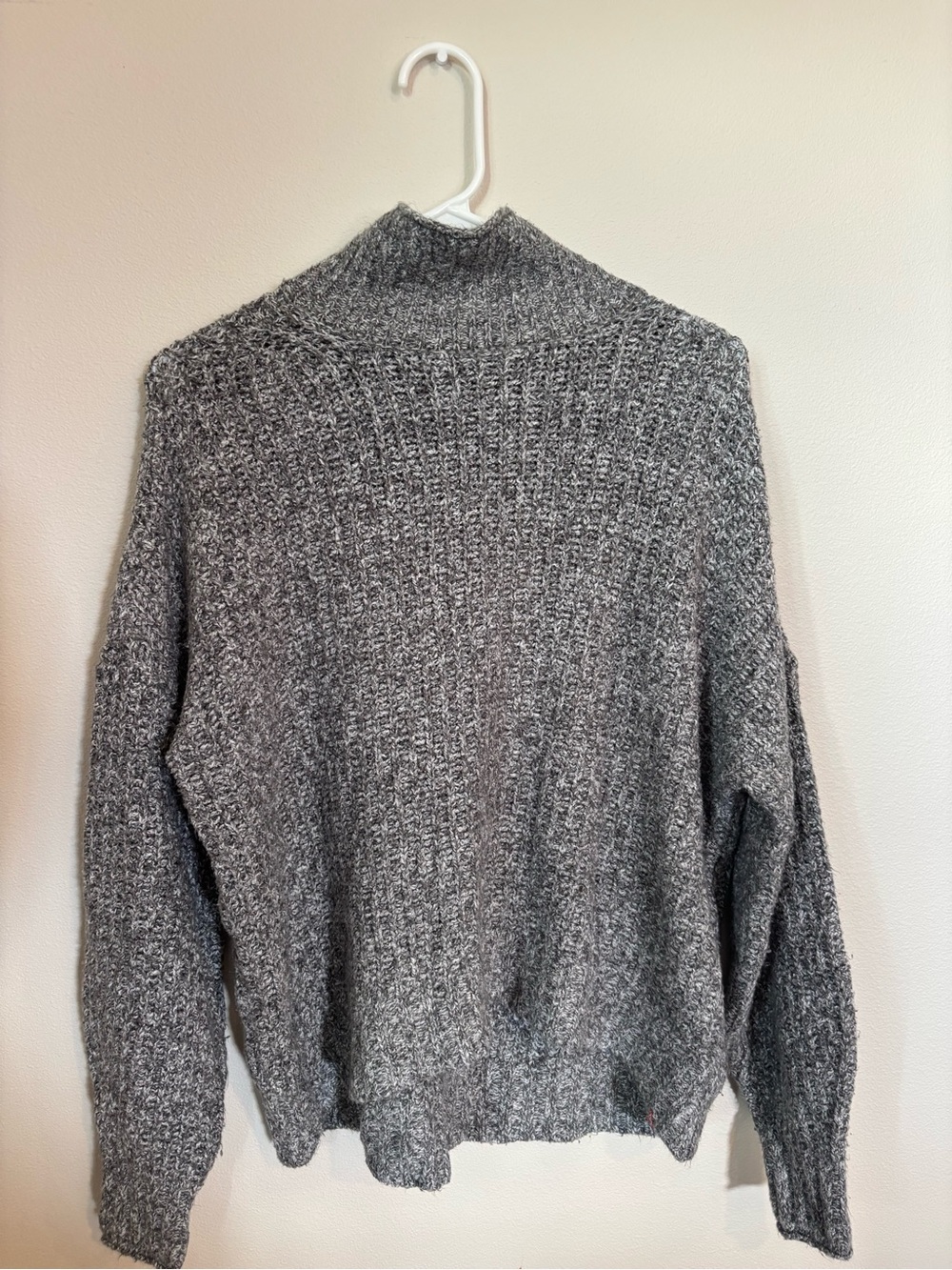 American Eagle Outfitters Gray Mock Neck Knit Sweater